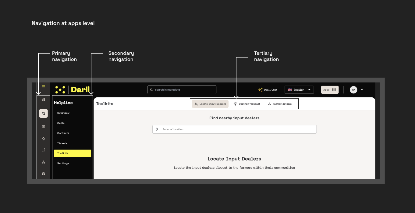 Navigation at apps level